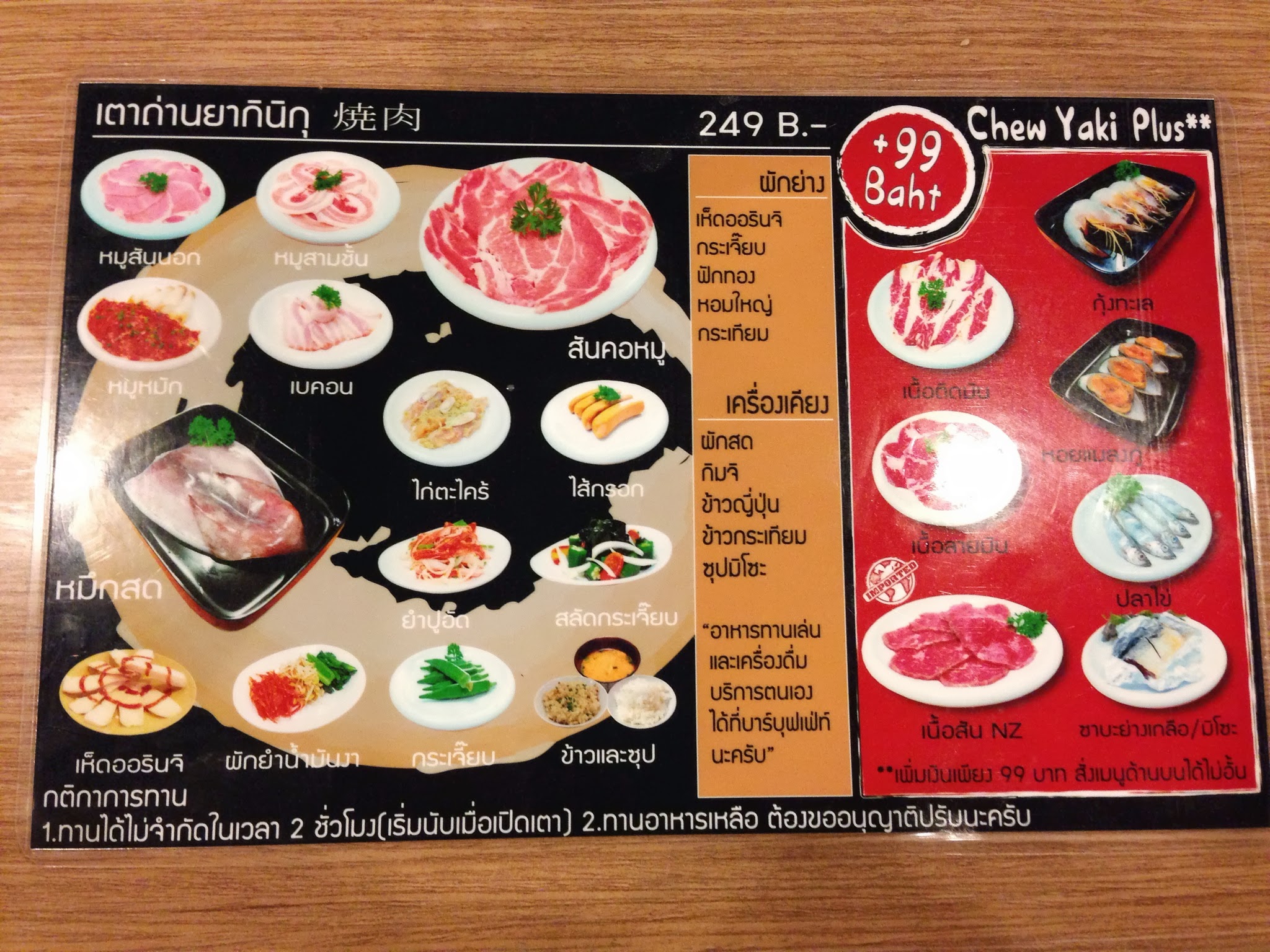รายการอาหาร บุฟเฟ่ต์แบบยากินิกุ
